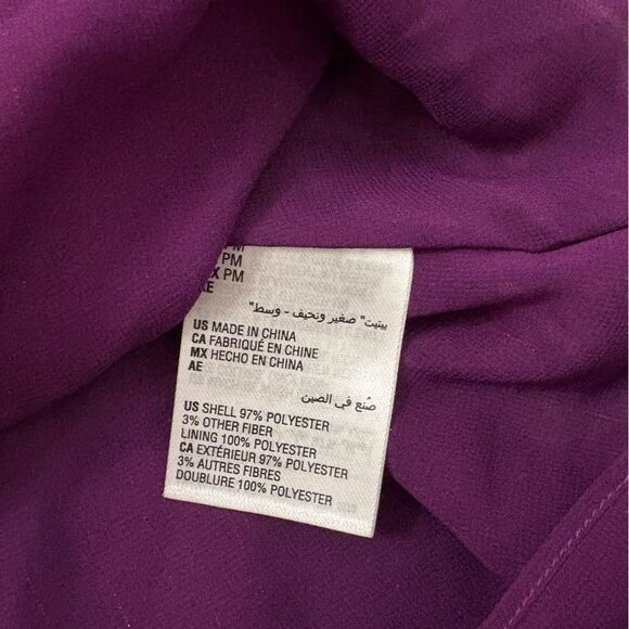 INC International Concepts Cold Shoulder Ruffle Halter Neck Purple Black Shirt - Picture 10 of 10